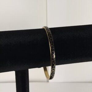 Infinity Pattern Black Enamel Gold Tone Inlay Bangle Bracelet	Classic Modern